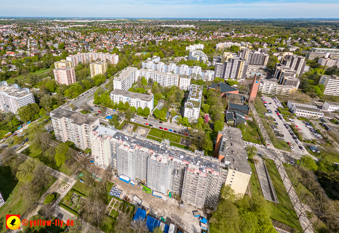 04.05.2023 - Luftbilder von der Fassadensanierung an der Kurt-Eisner-Straße in Neuperlach
